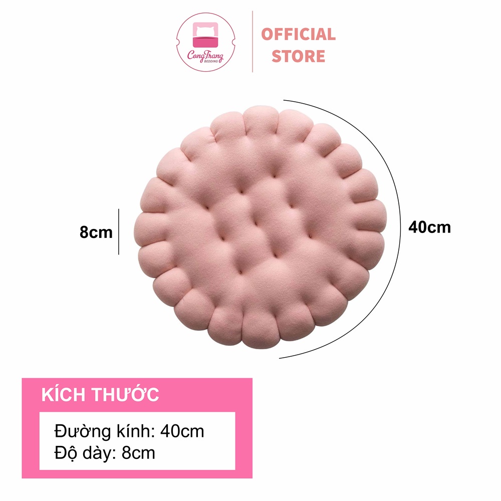 Đệm Ngồi Bệt HOMIES Hình Bánh Quy Vải Nhung Mềm Mại Êm Ái - Kích Thước 45cm x 40cm