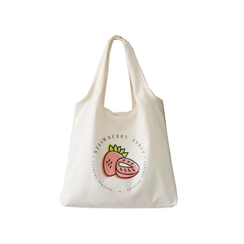 Túi Vải Tote, Vải Canvas Đựng Đồ Vừa Khổ A4 Laptop Đeo Vai Phong Cách Hàn Quốc Xinh Xắn