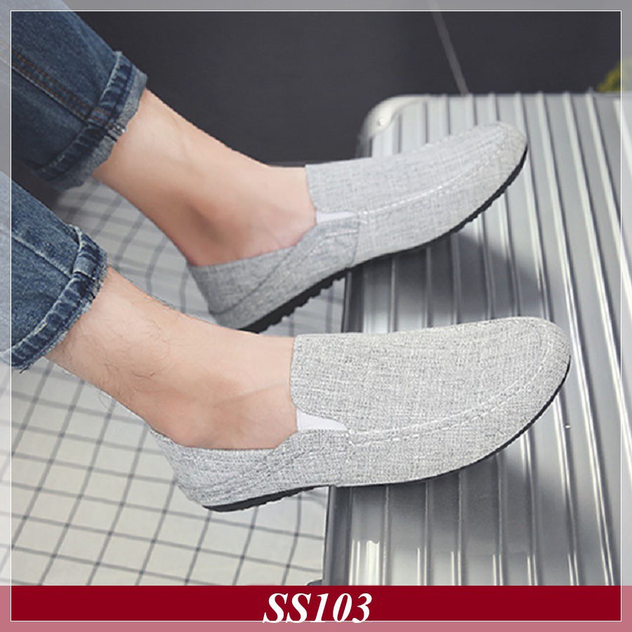 [ SIÊU RẺ ] Giày Lười Vải Nam Hàn Quốc Màu Xám Nhạt (SS103) [ Shop Yêu Thich ]
