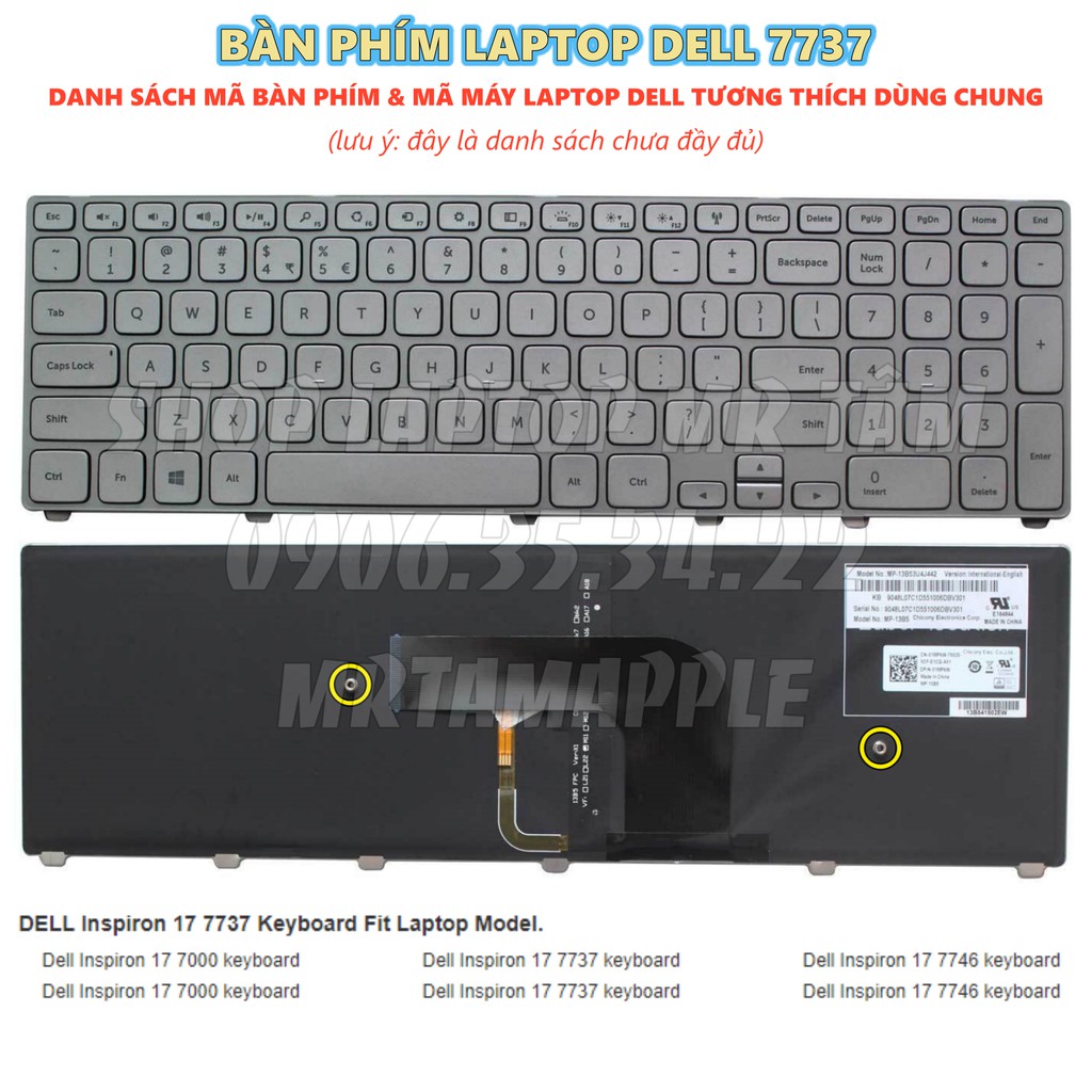 (KEYBOARD) BÀN PHÍM LAPTOP DELL 7737 dùng cho Inspiron 17-7000, 17-7737