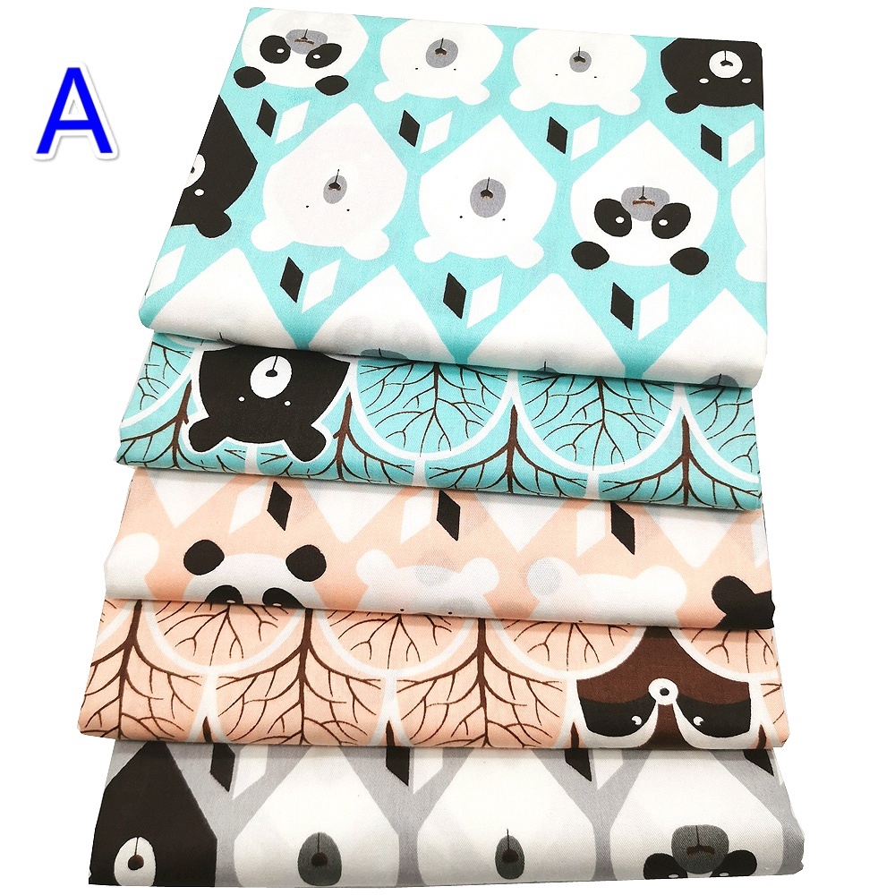 Set 5 Tấm Vải cotton Dệt Hình Vuông In Họa Tiết Hoạt Hình Dùng Để May Đồ Tại Nhà