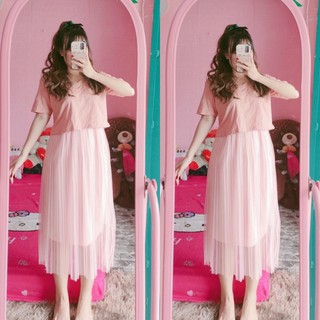 chân váy lưới dài 2 lớp