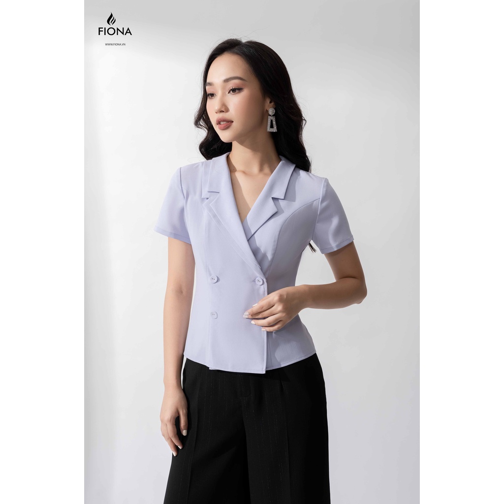 Áo sơ mi nữ FIONA sơ mi công sở tay ngắn cổ 2 ve phù hợp đi làm đi chơi F550408