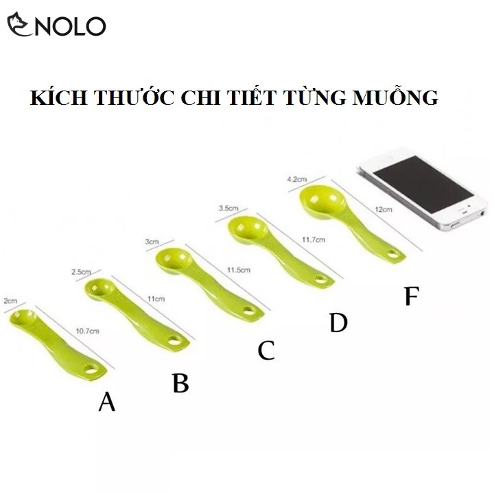 Bộ 5 Móc Khóa Muỗng Đo Lường Gia Vị Từ 1gr-15gr Chuyên Dụng Cho Nhà Bếp Chất Liệu Nhựa PP Thực Phẩm An Toàn