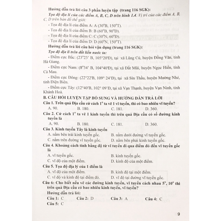 Sách - Hướng dẫn trả lời Câu Hỏi và Bài Tập Địa Lý Lớp 6 (Chân trời sáng tạo