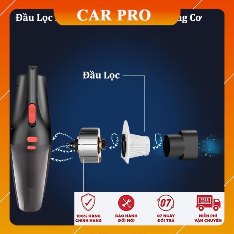 Máy hút bụi cầm tay, máy hút bụi mini pin sạc không dây và có dây(tẩu nguồn 12v)[BH 6 tháng] - CAR PRO