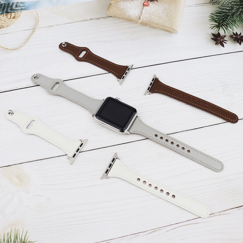 Dây đeo bằng da thay thế thích hợp cho Apple Watch Series 7 6 Se 1 2 3 4 5 38mm 40mm 42mm 44mm 41mm
