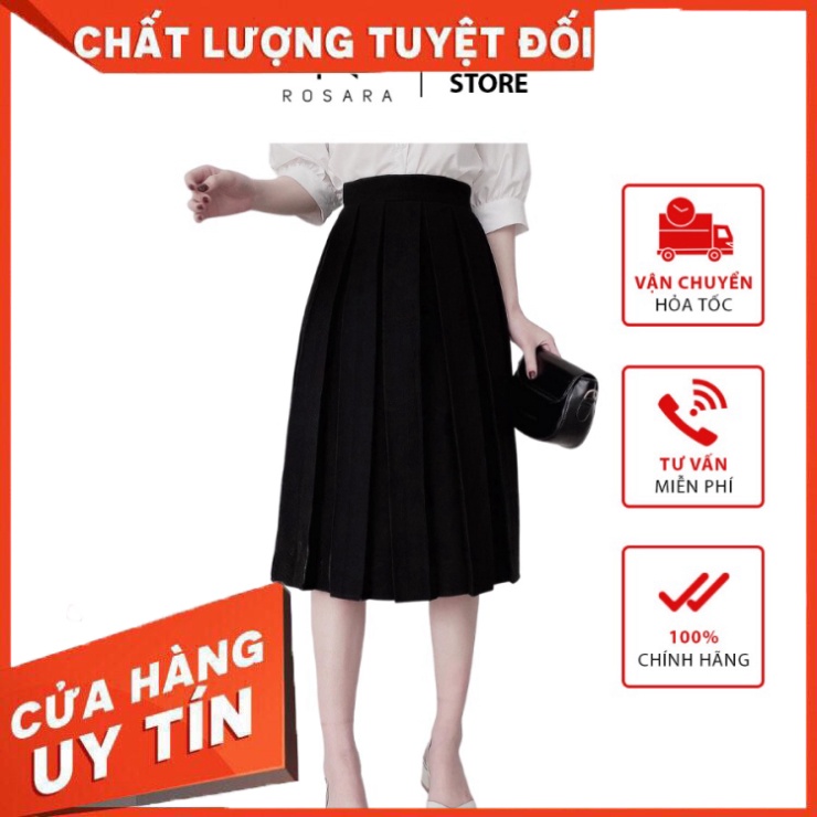 Chân váy dáng xòe tiểu thư dáng dài thời trang nữ ROSARA GG03 - Hàng nhập khẩu