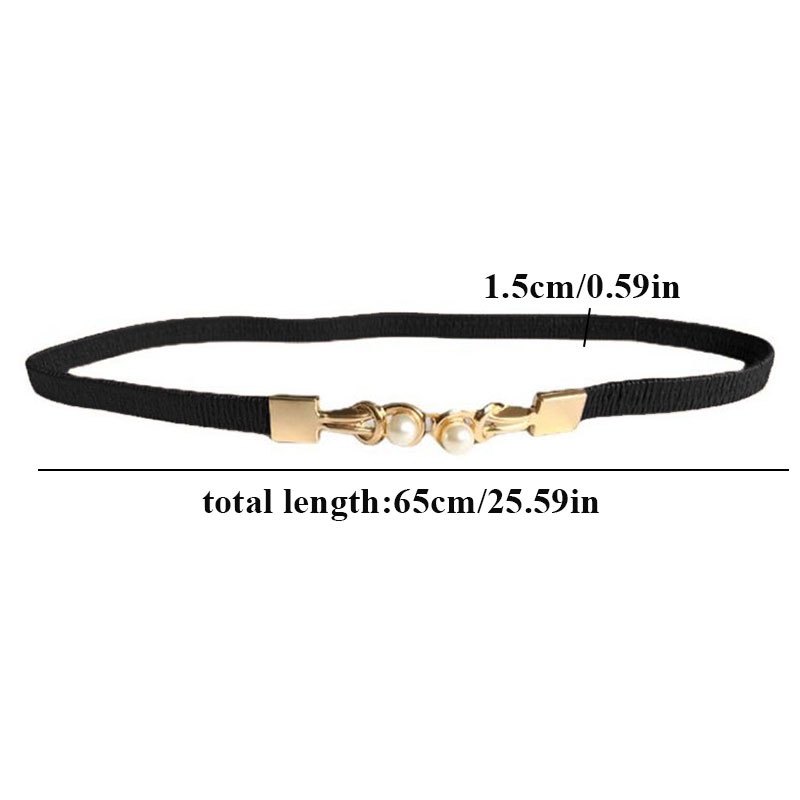 Fashion jewelry elastic thin belt pearl buckle belt