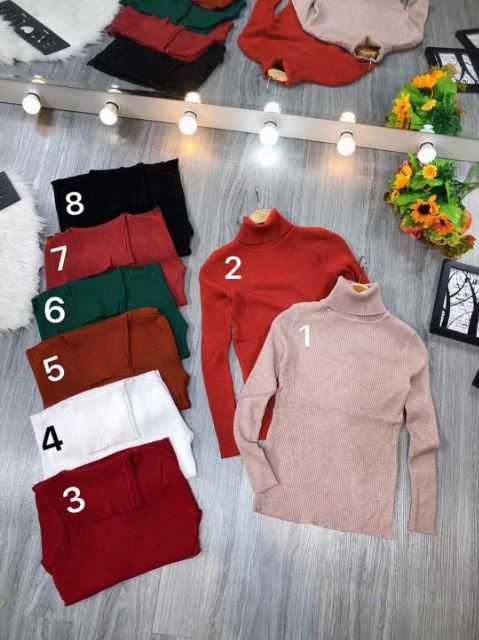 Hàng có sẵn áo thun len cổ cao ôm body như hình.