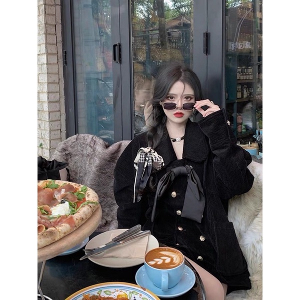 ÁO KHOÁC NƠ ĐEN TIỂU THƯ ULZZANG