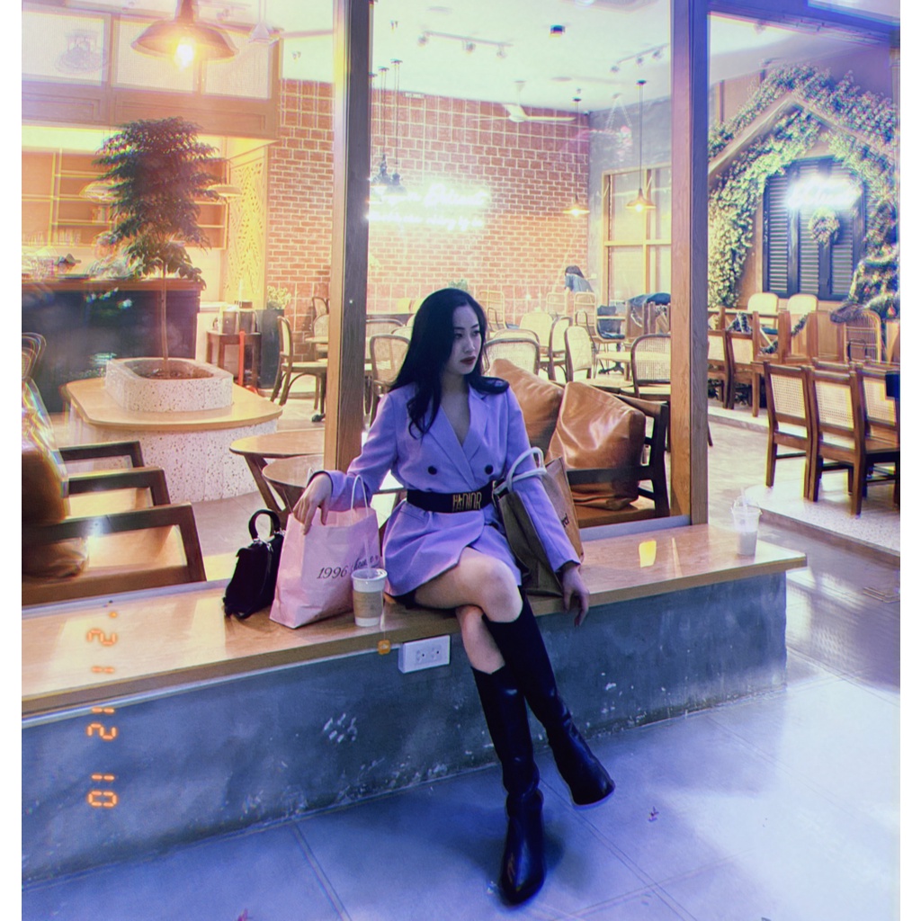 ÁO BLAZER - ÁO VEST DÁNG SUÔNG MÀU TÍM NHẠT