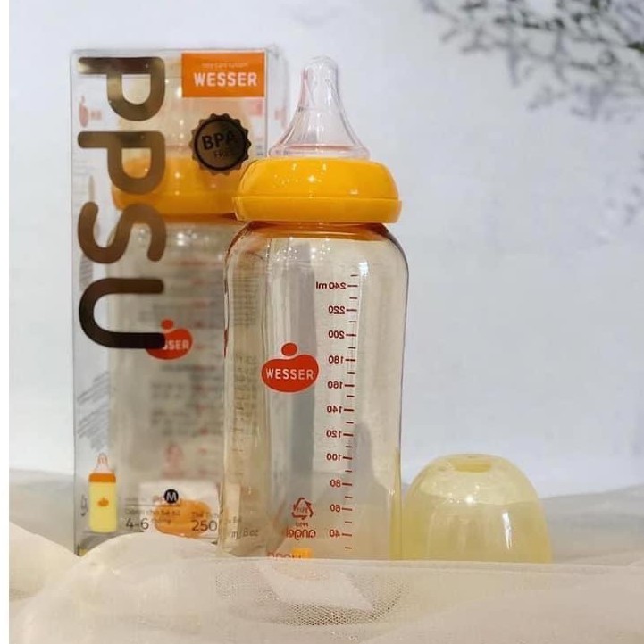 Bình sữa cho bé PPSU Wesser Cổ Hẹp Mẫu Mới 2020