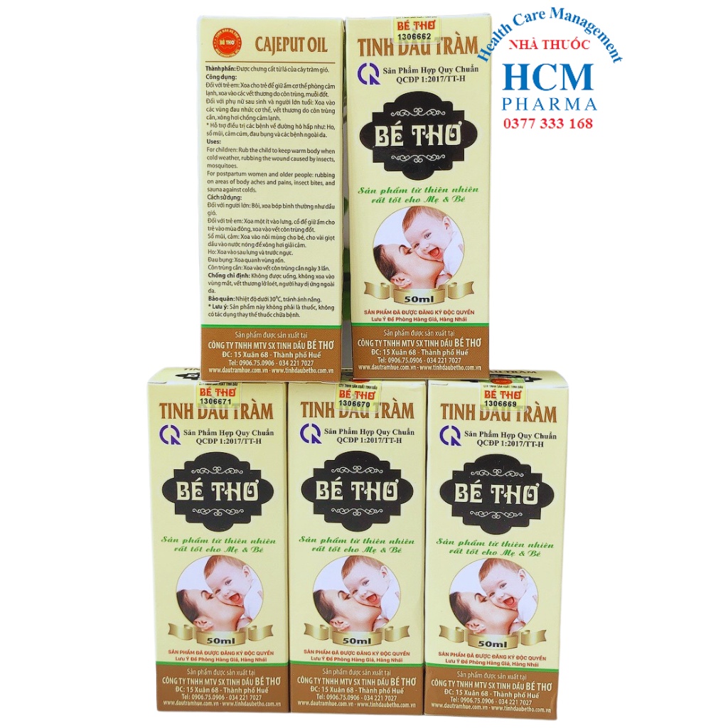 Tinh dầu tràm Huế nguyên chất cho Bé Thơ trẻ sơ sinh 50ml có tem chống hàng giả của nhà sản xuất HCM15