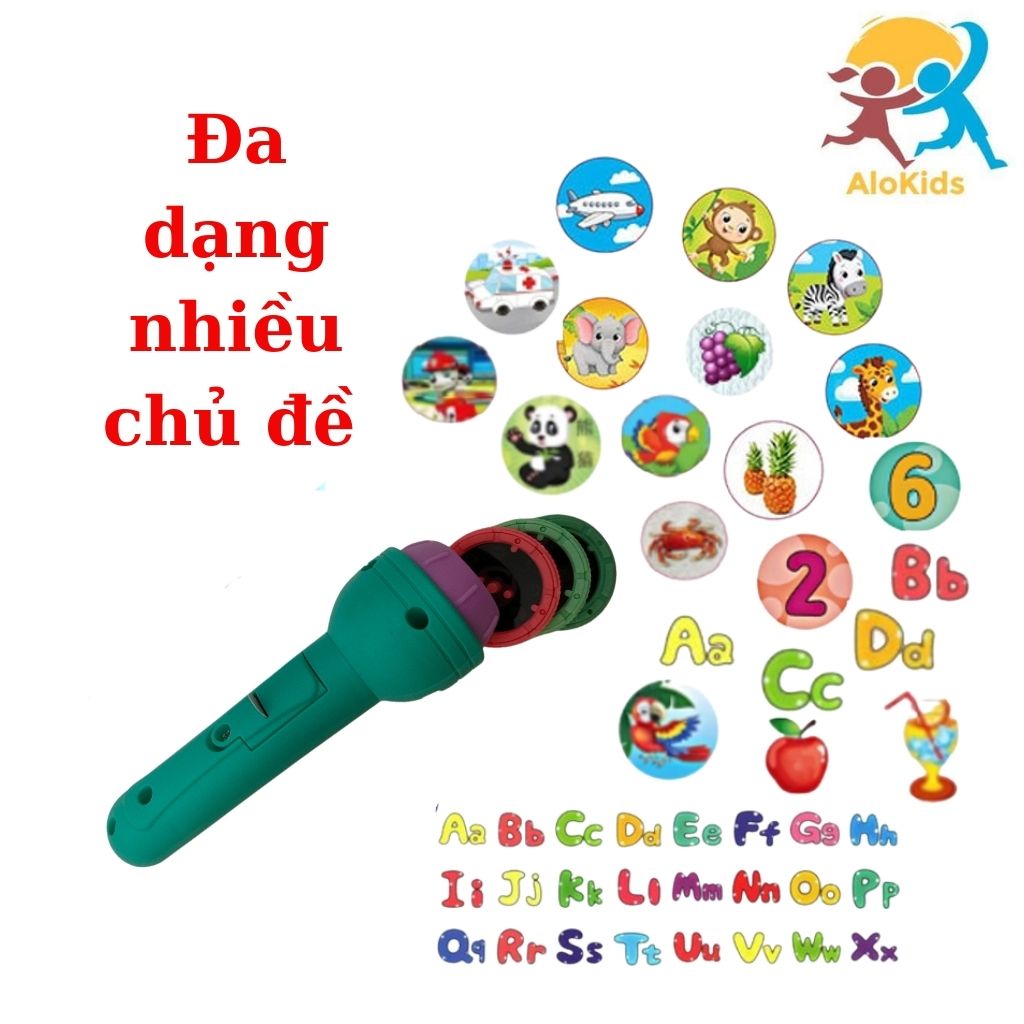Đèn Pin Chiếu Hình 3D Sắc Nét Cho Bé Với 3 Thẻ Chủ Đề Tương Ứng Với 24 Hình Khác Nhau Thông Minh Cho Bé Shop Alokidstb