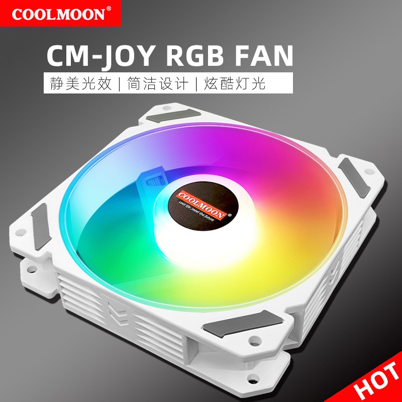 [Mã 253ELSALE hoàn 7% đơn 300K] Combo 5 Quạt làm mát Case Coolmoon CM-JOY RGB 12cm (Trắng)