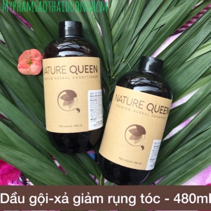 Bộ đôi gội xả thảo dược cao cấp nature queen 480ml