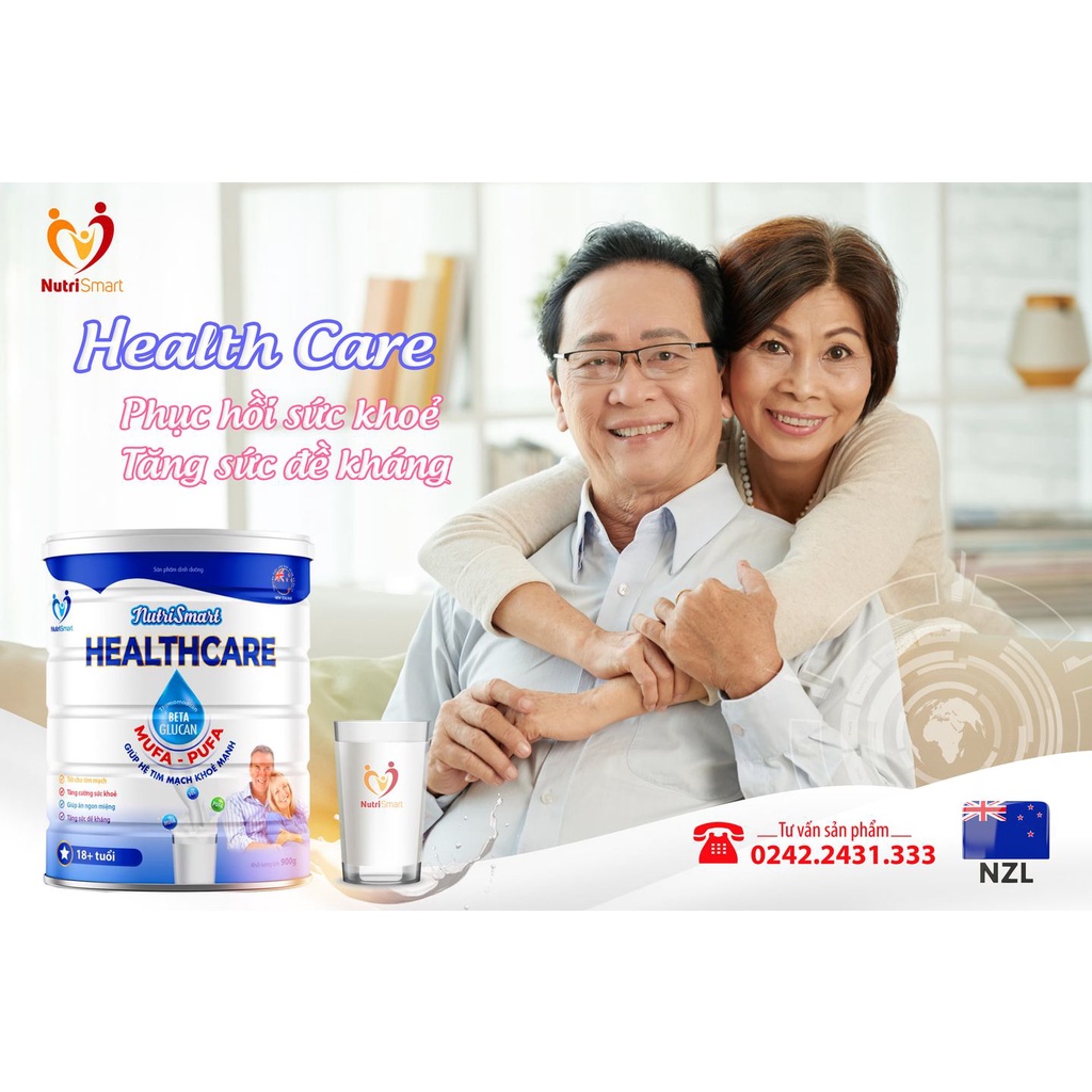Sữa NUTRI SMART HEALTHCARE hộp 900g cho người trên 18 tuổi - Sữa giúp hệ tim mạch khỏe mạnh