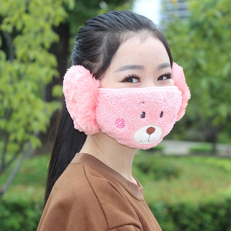 Khẩu Trang Họa Tiết Hoạt Hình Xinh Xắn Chống Gió Giữ Ấm Mùa Đông