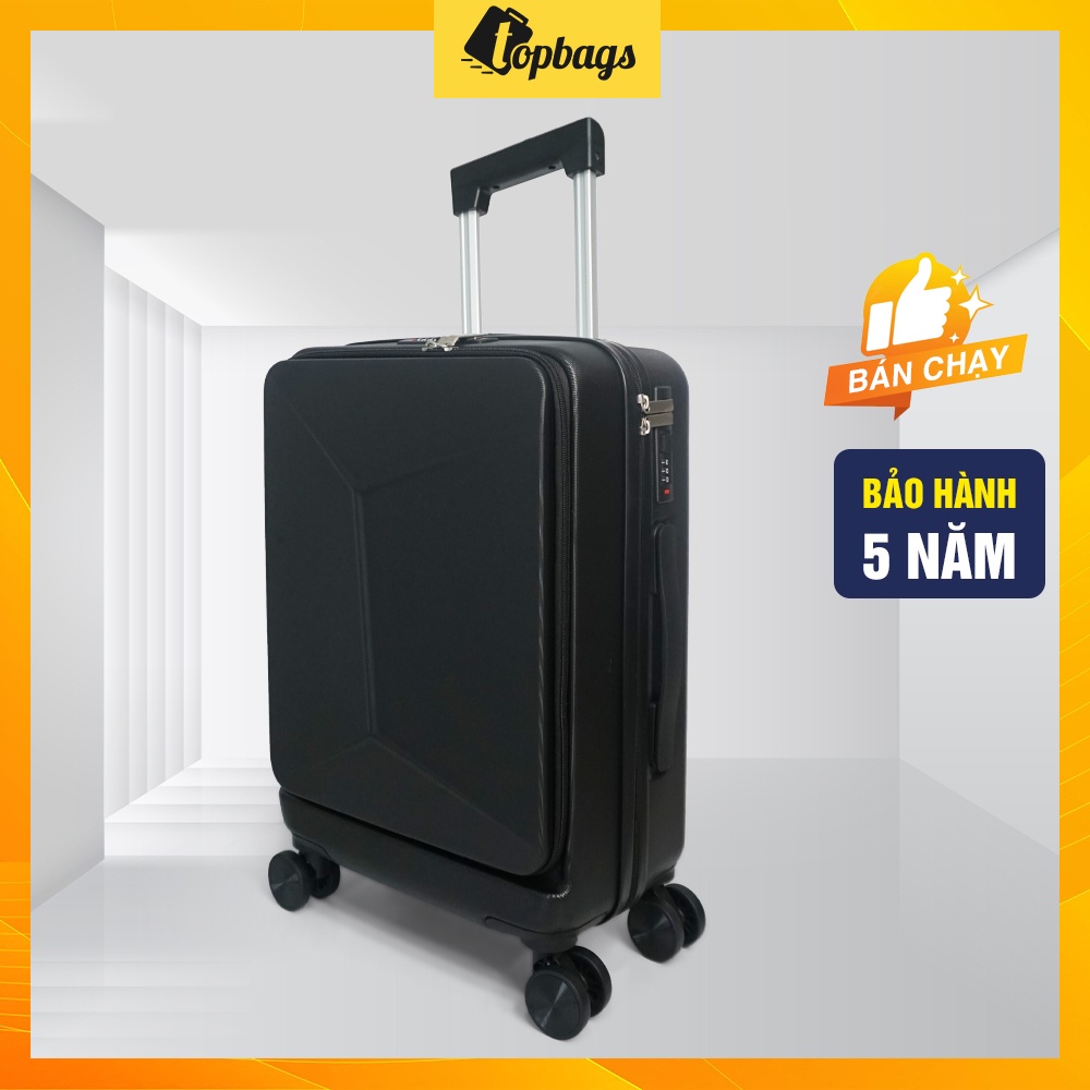 Vali kéo nhựa thời trang size 20” mở nắp phía trước VL037 màu đen