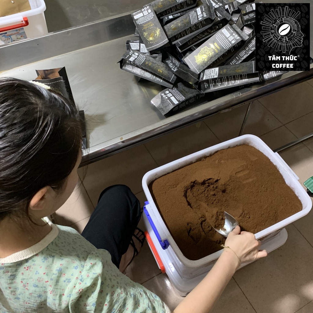 Cà phê nguyên chất Blend Robusta - Arabica rang mộc đậm đà thơm nồng dùng pha phin từ Tâm Thức Coffee - trà Thiên Thảo