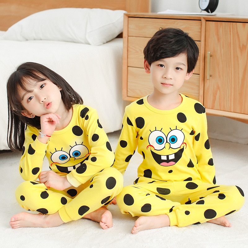 2PC/1set Autumn Kids Pajamas Girls Sleepwear Nightwear Baby Infant Clothes Animal Cartoon Pajama Sets Cotton Boys Pyjamas