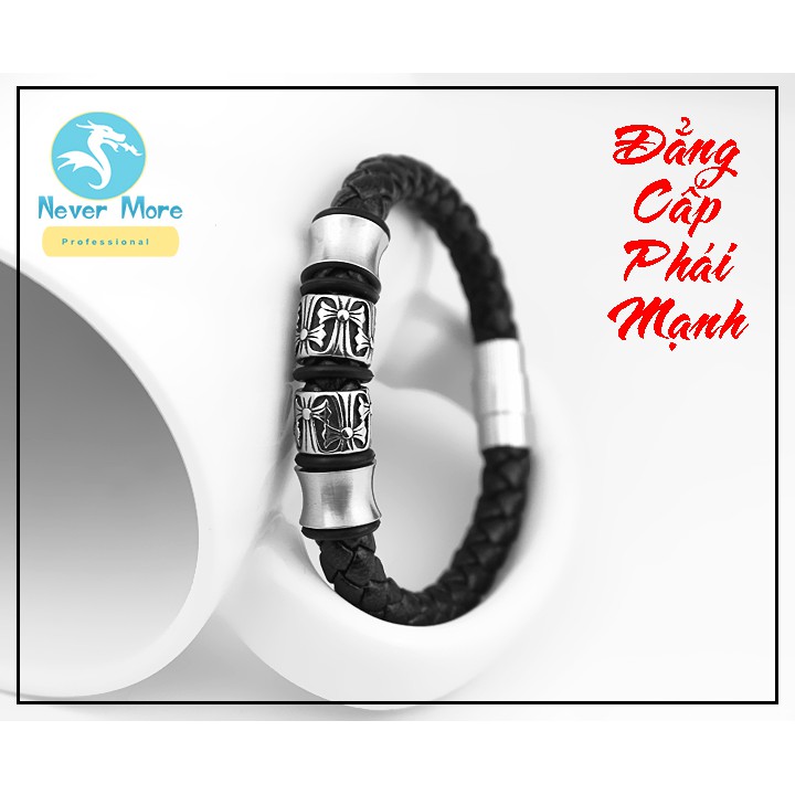 Vòng tay nam da xịn theo phong cách Viking cực ngầu có khóa gài inox cao cấp không đen, không gỉ, chuẩn thời trang