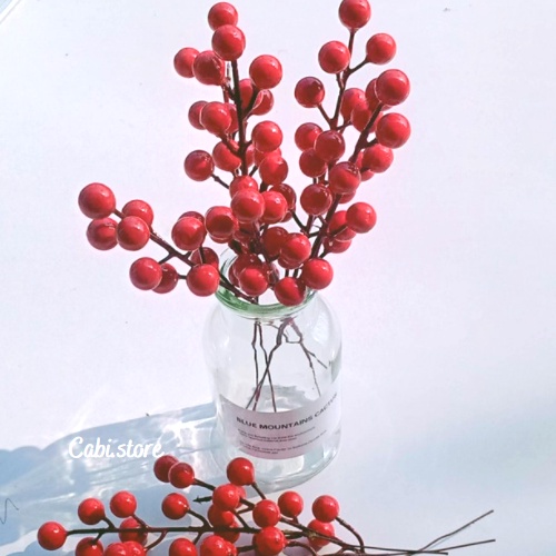 Đào đông giả mini 1 cành dài 20 cm gồm 12 quả dùng để decor, trang trí.