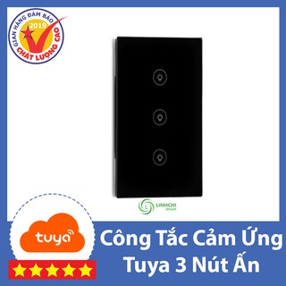 Công Tắc Cảm Ứng TUYA 3 Nút Ấn (logo bóng đèn)