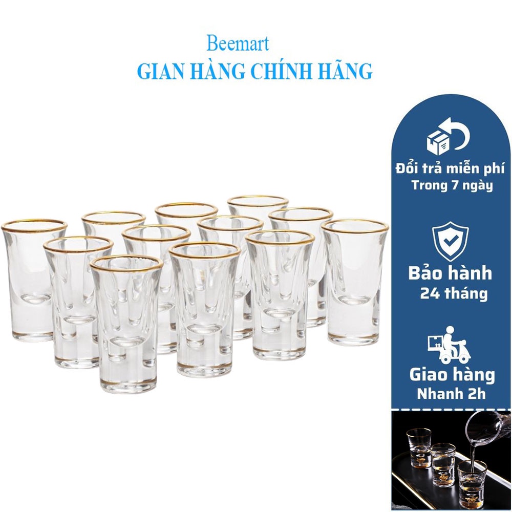 Ly uống rượu đế dày BEEMART có thể dùng trong quán bar,làm decor tiệm bánh chất liệu thủy tinh chịu nhiệt cực tốt