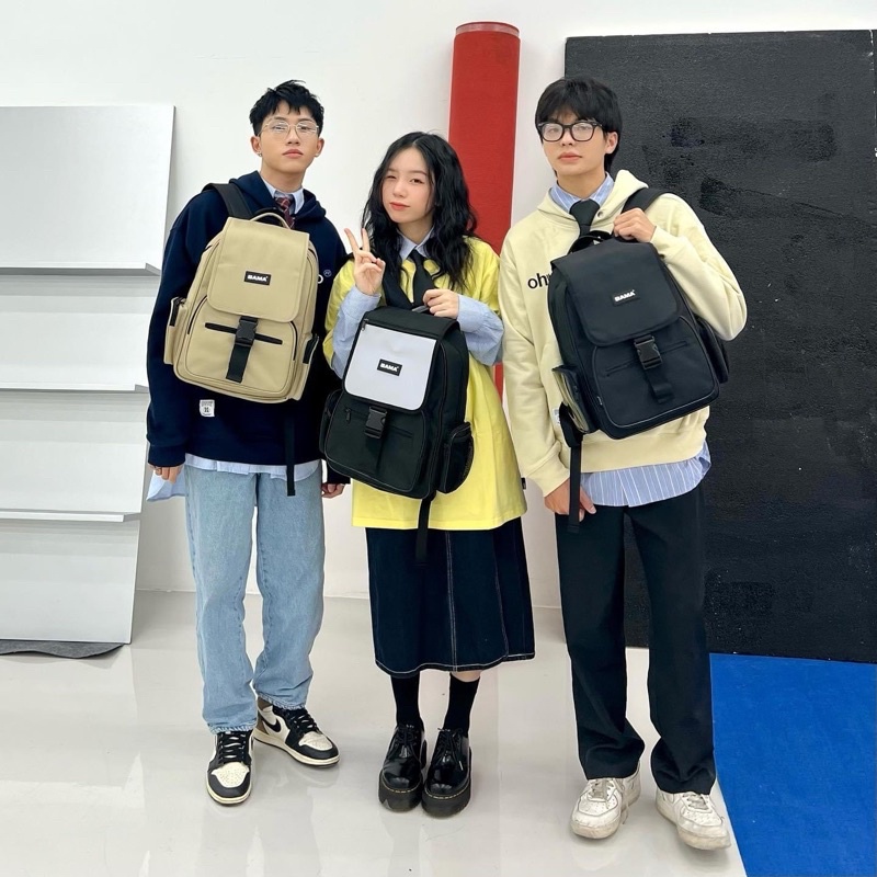 Balo Bama Project Backpack Chất Liệu Vải Canvas Cặp Bama Đi Học Đi Chơi Ulzzang Unisex Đựng Vừa Laptop 15 Inch