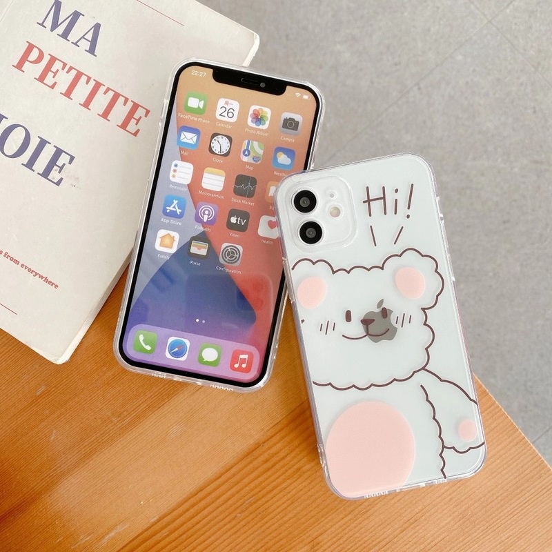 Ốp điện thoại TPU dẻo trong suốt họa tiết chú gấu dễ thương thích hợp cho IPhone 12 11 Pro Max SE X XR Xs Max 8 7 Plus