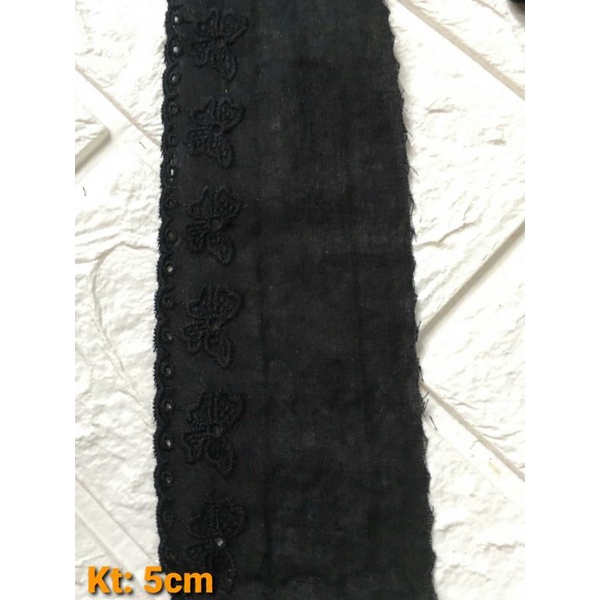 Ren thô thêu con 🦋 đen, bản 5cm