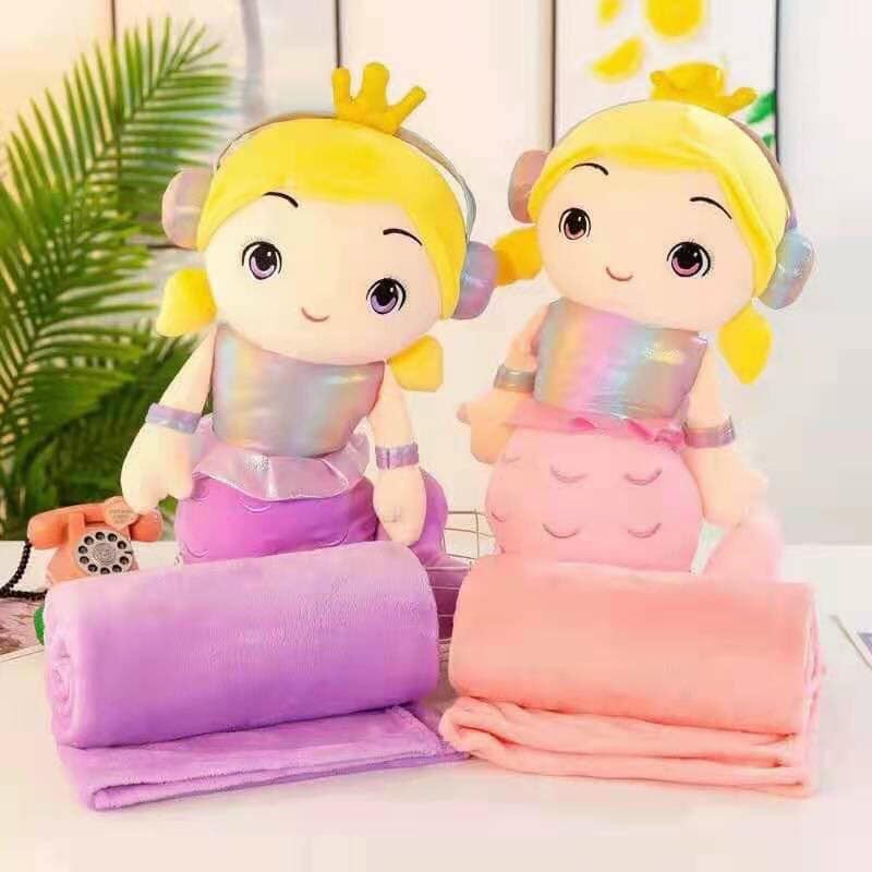 Gấu bông có mền , gấu mền 3 in  1 đủ hình tiên cá , pikachu, thỏ, heo unicorn....