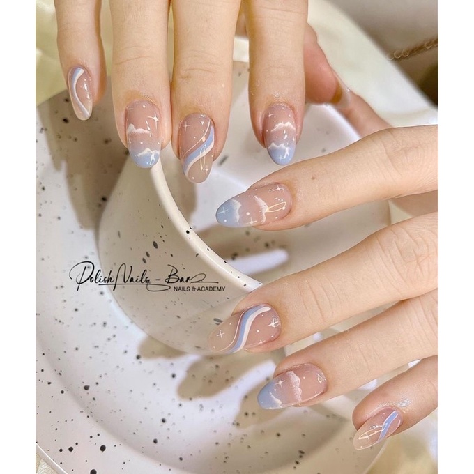 Nailbox xanh mây sao lấp lánh