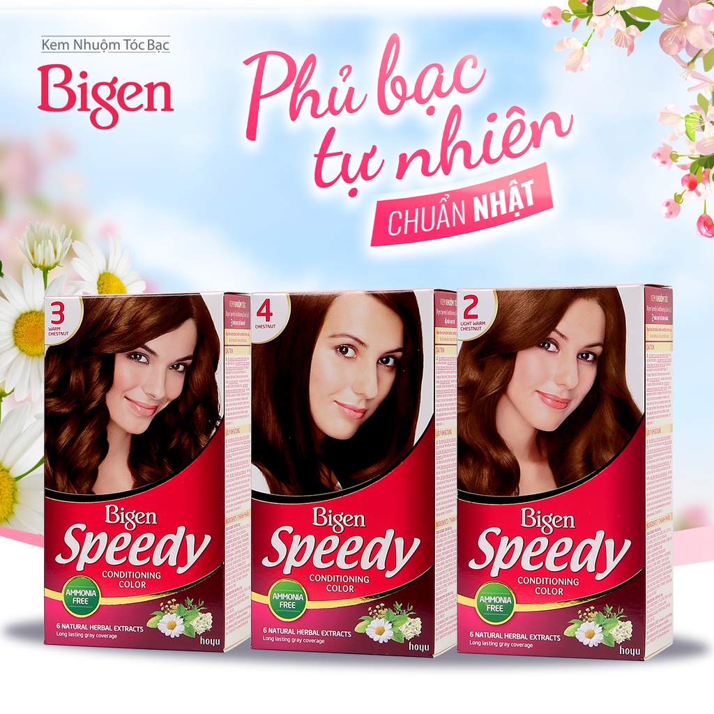 Thuốc nhuộm tóc phủ bạc BIGEN Speedy Conditioning Color nhuộm tóc nâu