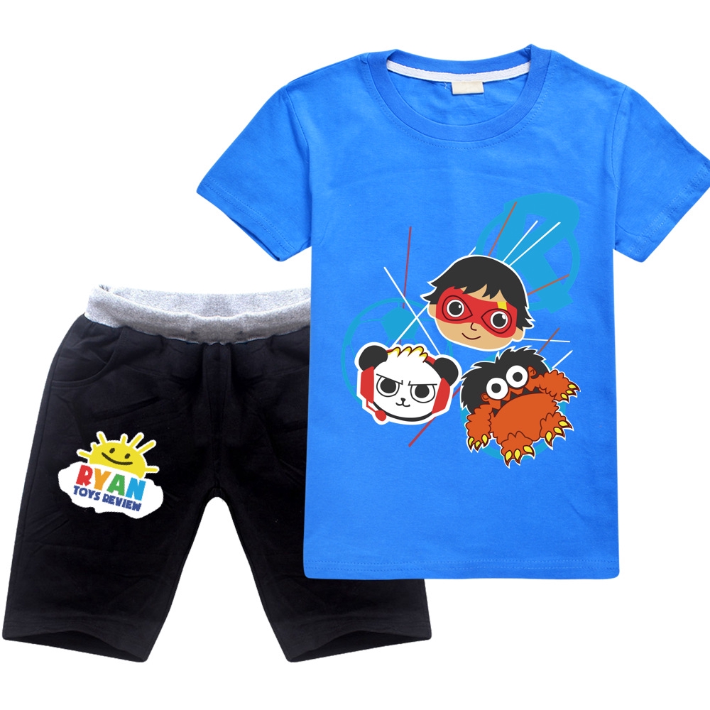 Bộ Áo Thun Tay Ngắn + Quần Short In Hoạt Hình Ryan Toy Review Thời Trang Mùa Hè 2020 Cho Bé Trai