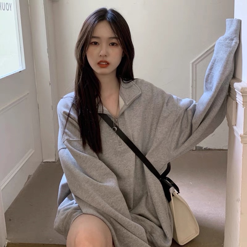 🌥 A07 Áo nỉ polo thu đông dày dặn dài tay có séc zip ulzzang CÓ ẢNH THẬT