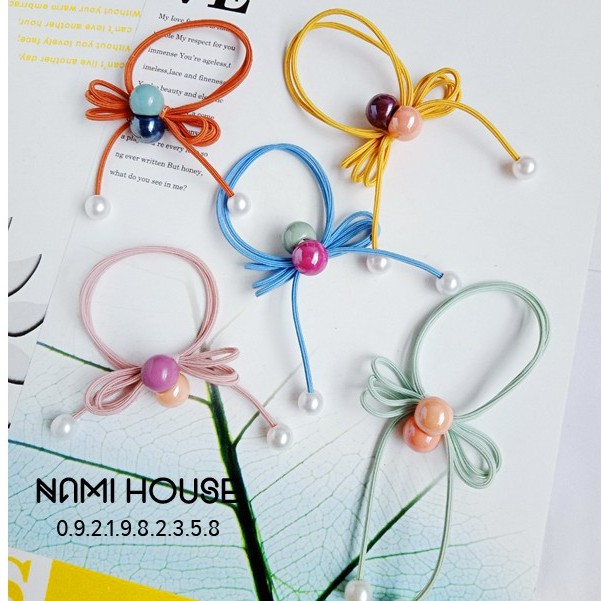 2 Cột tóc nơ nhiều màu mẫu mới có tua rua style hàn quốc - namimi