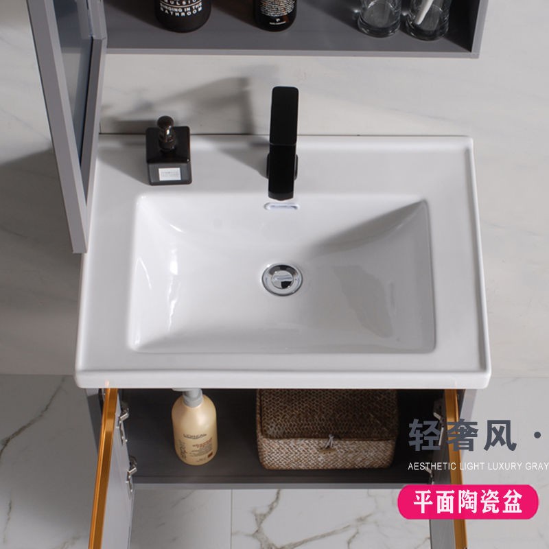 [Tủ phòng tắm] Không gian tủ nhôm tắm kết hợp chậu rửa trang điểm tường treo gương gia đình | BigBuy360 - bigbuy360.vn