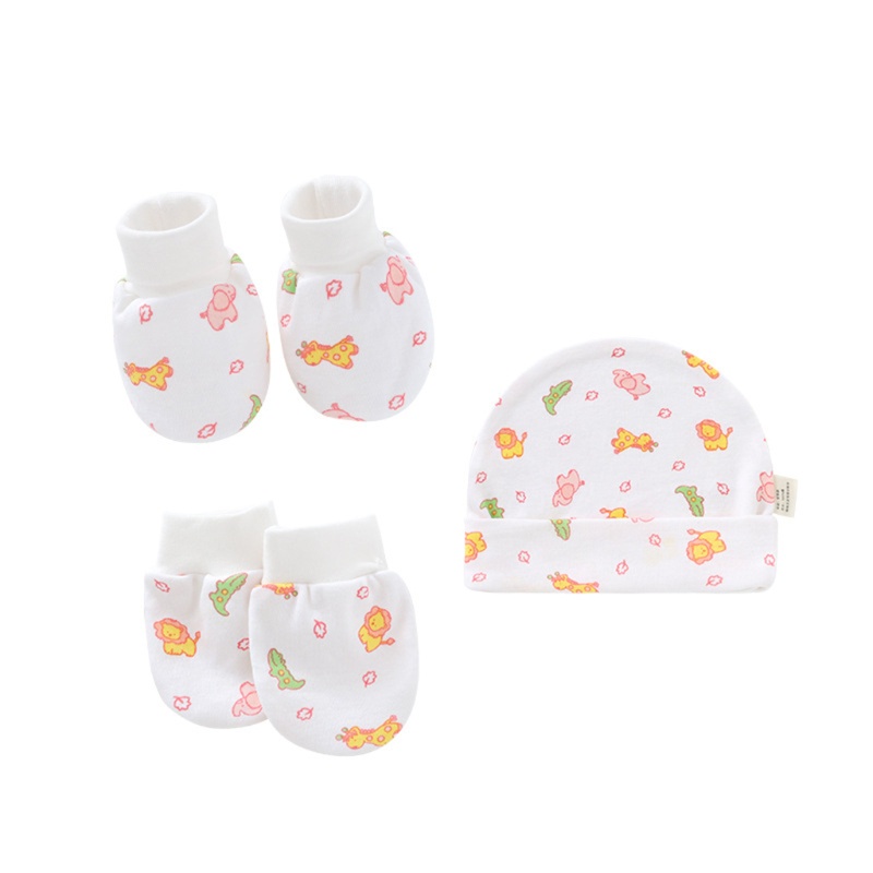 Bộ Găng Tay + Mũ + Găng Tay + Vớ Cotton Mềm Mại Chống Trầy Xước Tiện Dụng Cho Bé