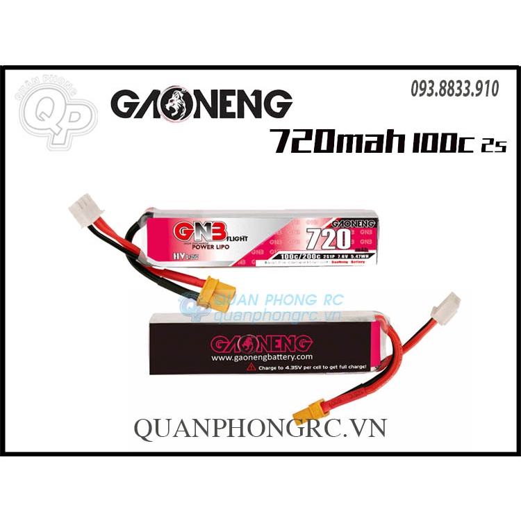 Pin GNB 720mAh 2S 100C 7.6V LiHV