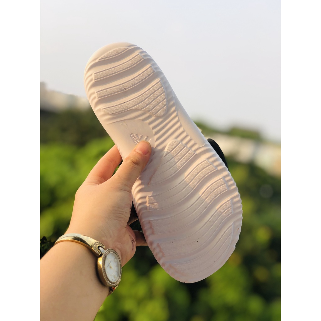 Dép Alphabounce quai ngang nam 3 sọc màu đen trắng chất xịn 1-1, đế dày nhẹ Tặng hộp