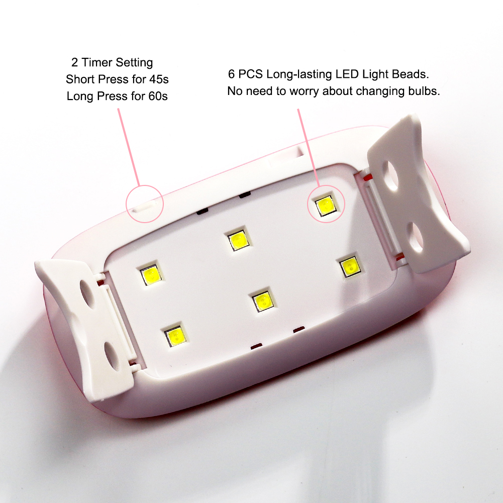 [Hàng mới về] Đèn LED Hong Khô Sơn Móng Tay Gel UV 6W Màu Trắng/Màu Hồng