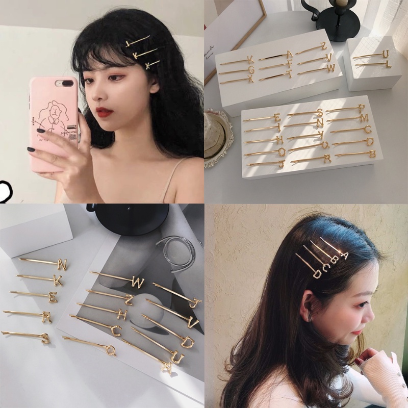 Kẹp tóc kim loại hình chữ cái thời trang cho nữ
