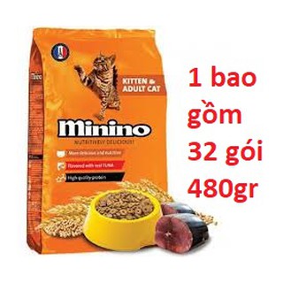 [Mã PET80K giảm 8% tối đa 80K đơn 350K] 32 gói thức ăn mèo minino gói 480gr