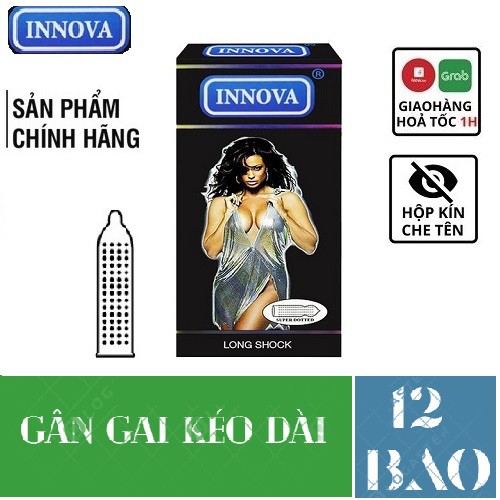 Bao cao su INNOVA [DEAL SỐC][CHÍNH HÃNG] chống xuất tinh sớm, Hộp 12 bao ,BCS Gai lớn nổi quanh thân_Giữ lửa yêu lâu hơn