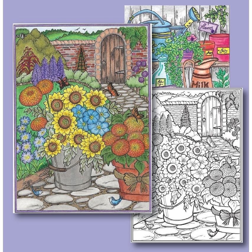 Line art tranh tô màu nước  giấy dầy đẹp dùng cho màu chì, maker, sáp dầu..