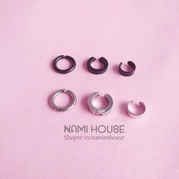 Combo 3 bông tai kẹp dắt lên vành tai không cần bấm lỗ tai phụ kiện trang sức unisex style hàn quốc - nami house
