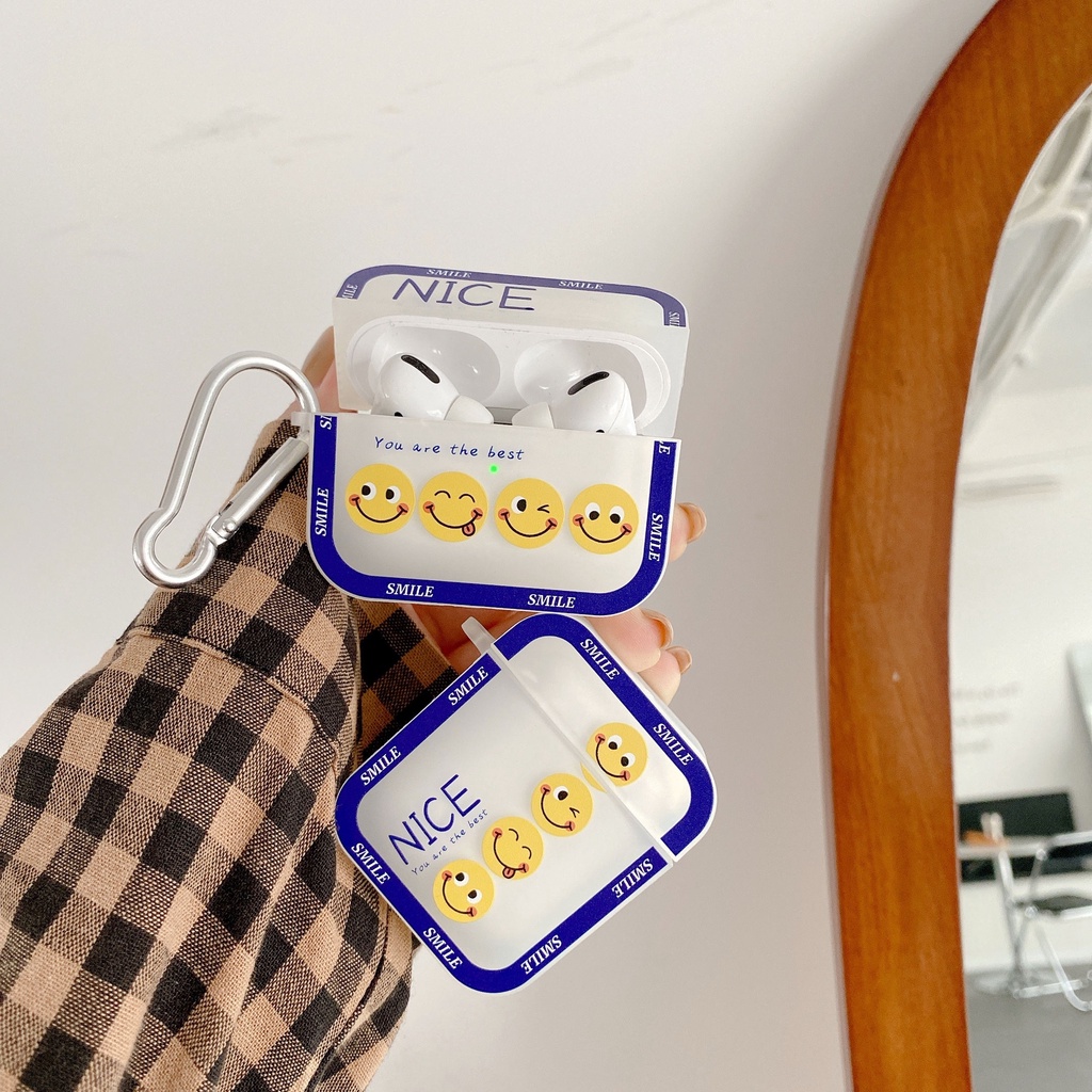 Vỏ Bảo Vệ Hộp Sạc Tai Nghe compatible AirPods Pro compatible AirPods 2/Pro Họa Tiết Mặt Cười Khung Màu Sắc 20213 Bằng TPU Tiện Dụng